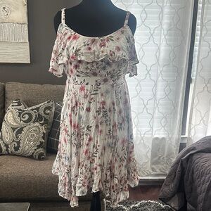 Torrid 1. Floral Off-Shoulder White and Pink Summer Dress